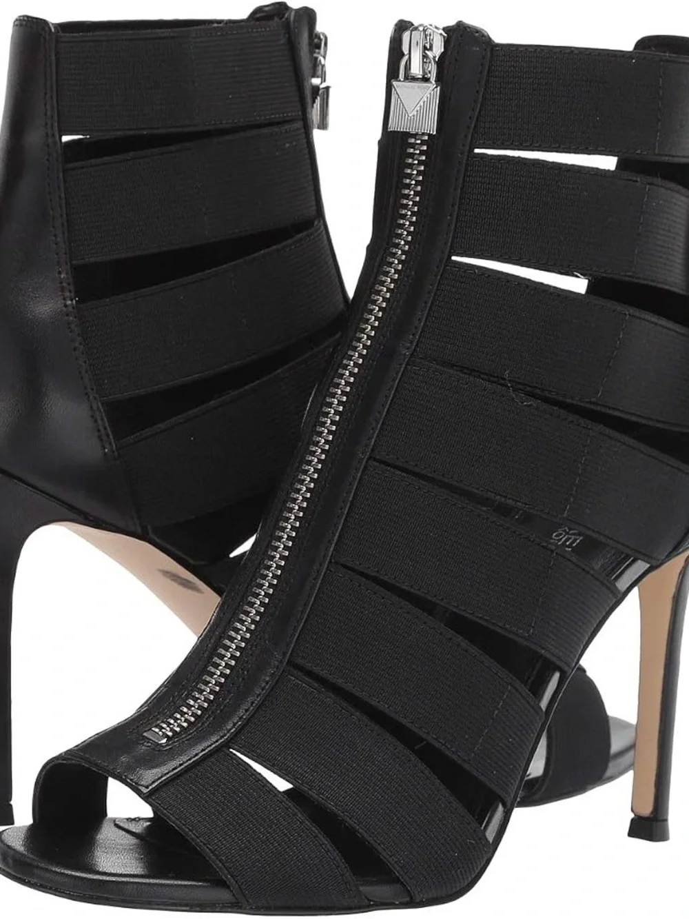 Michael Kors Black Strappy Peep-Toe High Heel Booties 5.5